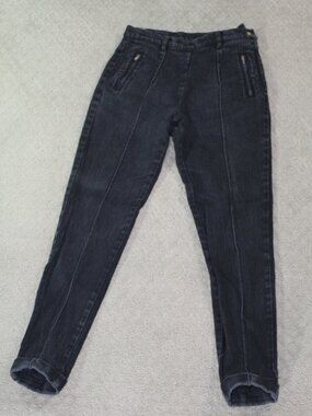 Vintage Moda International Size 8 Black Zipper Pockets Cuffed Denim Jeans